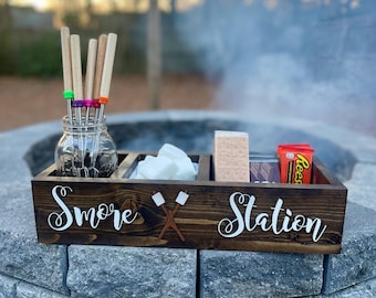 Personalized Smores bar, Roast a Marshmallow, Smore Caddy, Wood Smore Station, Smores box, Smores tray, Smores station box, family gift,