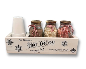 Customized Hot Cocoa Station, Hot Chocolate Station, Hot Cocoa Caddy, Housewarming Gift, Hot Chocolate Bar, Hot Chocolate Gift, White