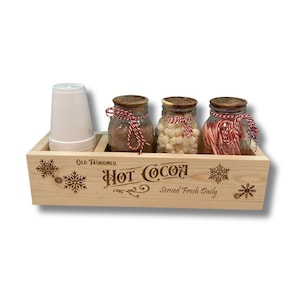 Kundenspezifisches Heiße Schokolade Geschenk, Heißer Kakao Caddy, Heiße Schokolade Station, Heiße Schokolade Bar, Heiße Kakao Station, Einweihungsparty Geschenk, Naturholz