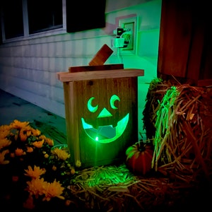 Wooden Jack O lantern, Happy Pumpkin, Halloween Decor, Decorative Pumpkin, Fall Decor, Wooden Pumpkin, Fall Porch Decor, Fall Indoor Decor