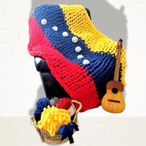 Venezuelan Flag Knitted Blanket