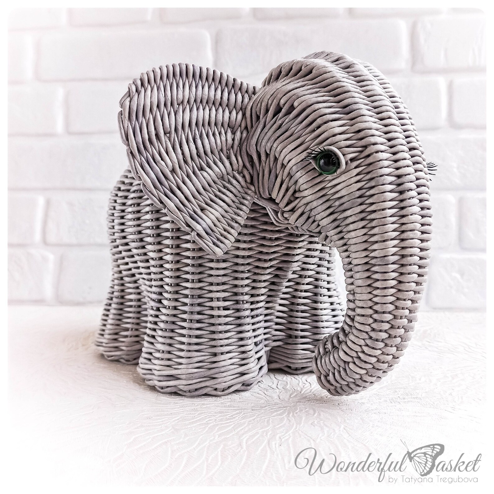 Wicker gray elephant storage basket for nursery and kids room Etsy