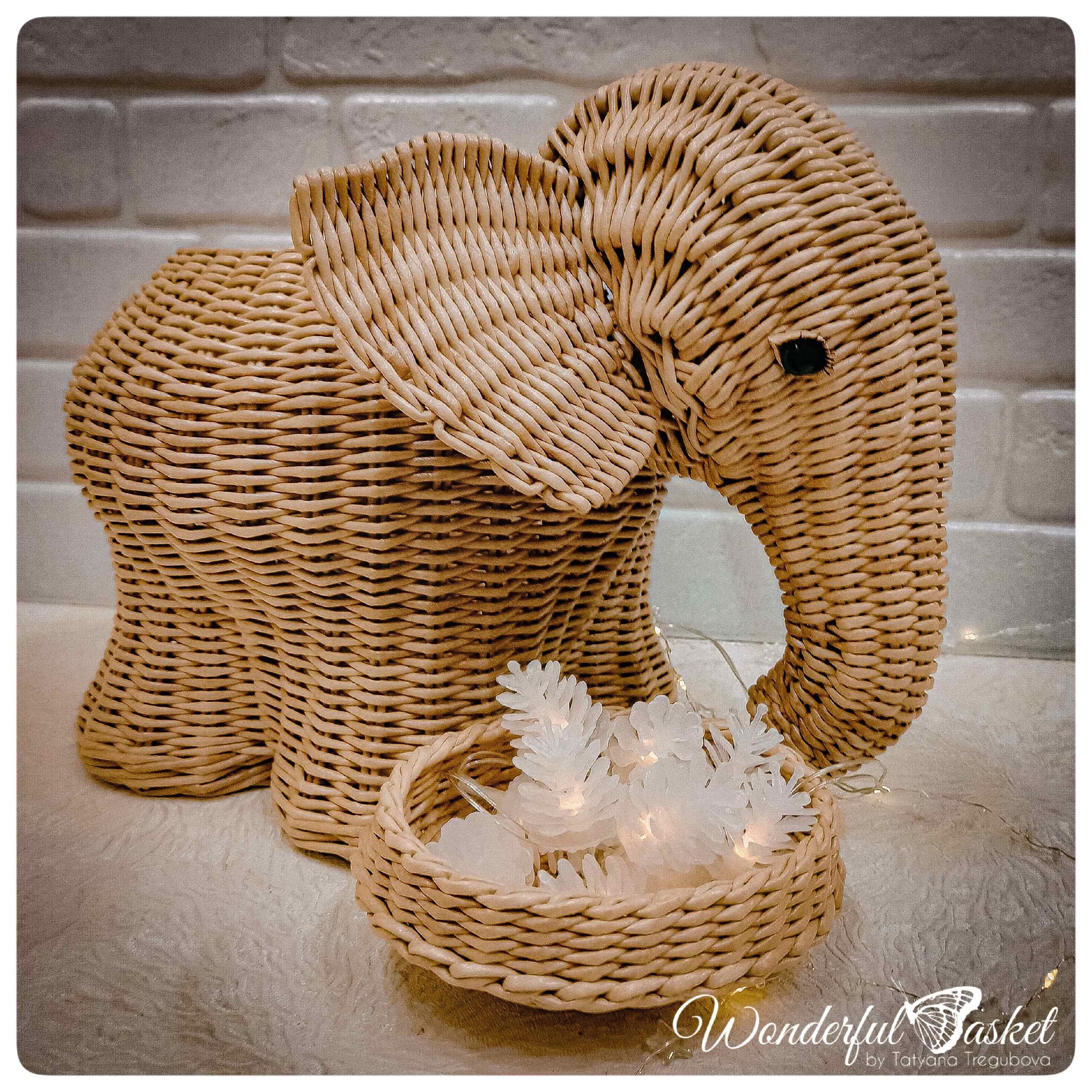 Wicker elephant storage basket for sweets and fruits woven Etsy