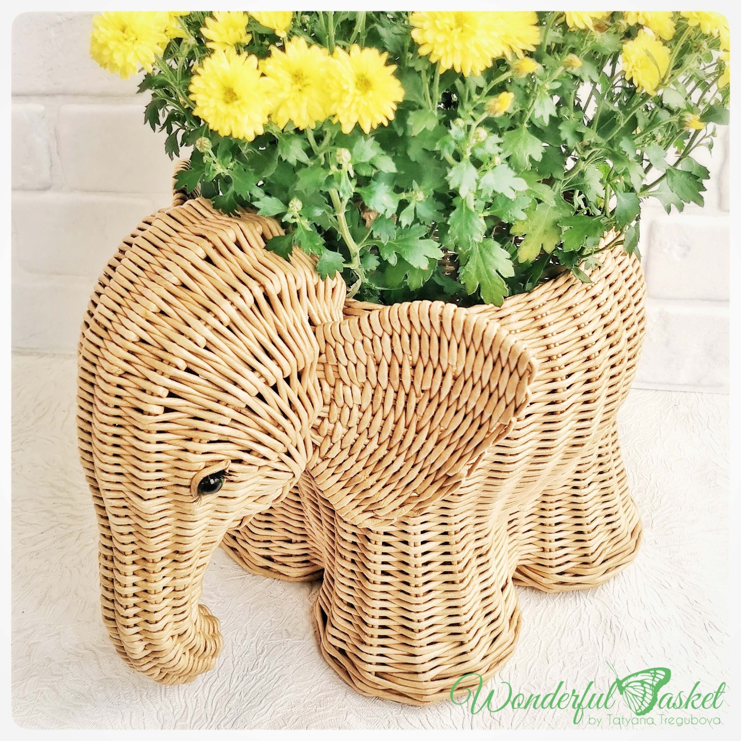 Wicker elephant storage basket for sweets and fruits woven Etsy