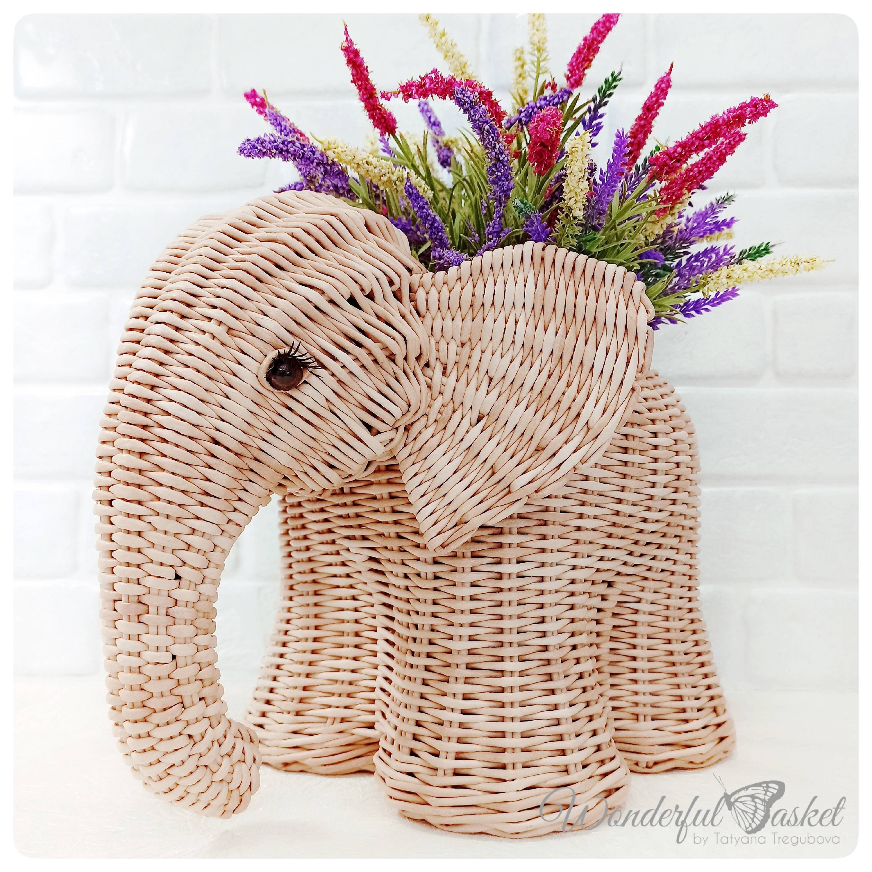 Set of wicker baskets elephant family storage wicker basket Etsy