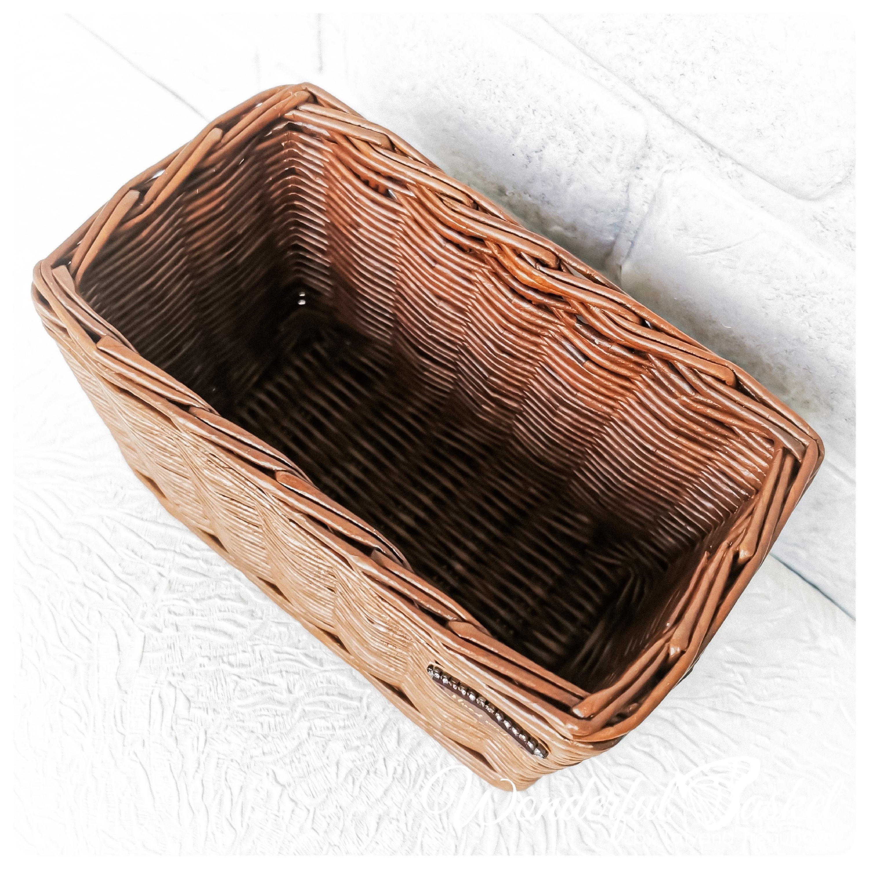 Wicker brown rectangular basket planter wicker storage Etsy