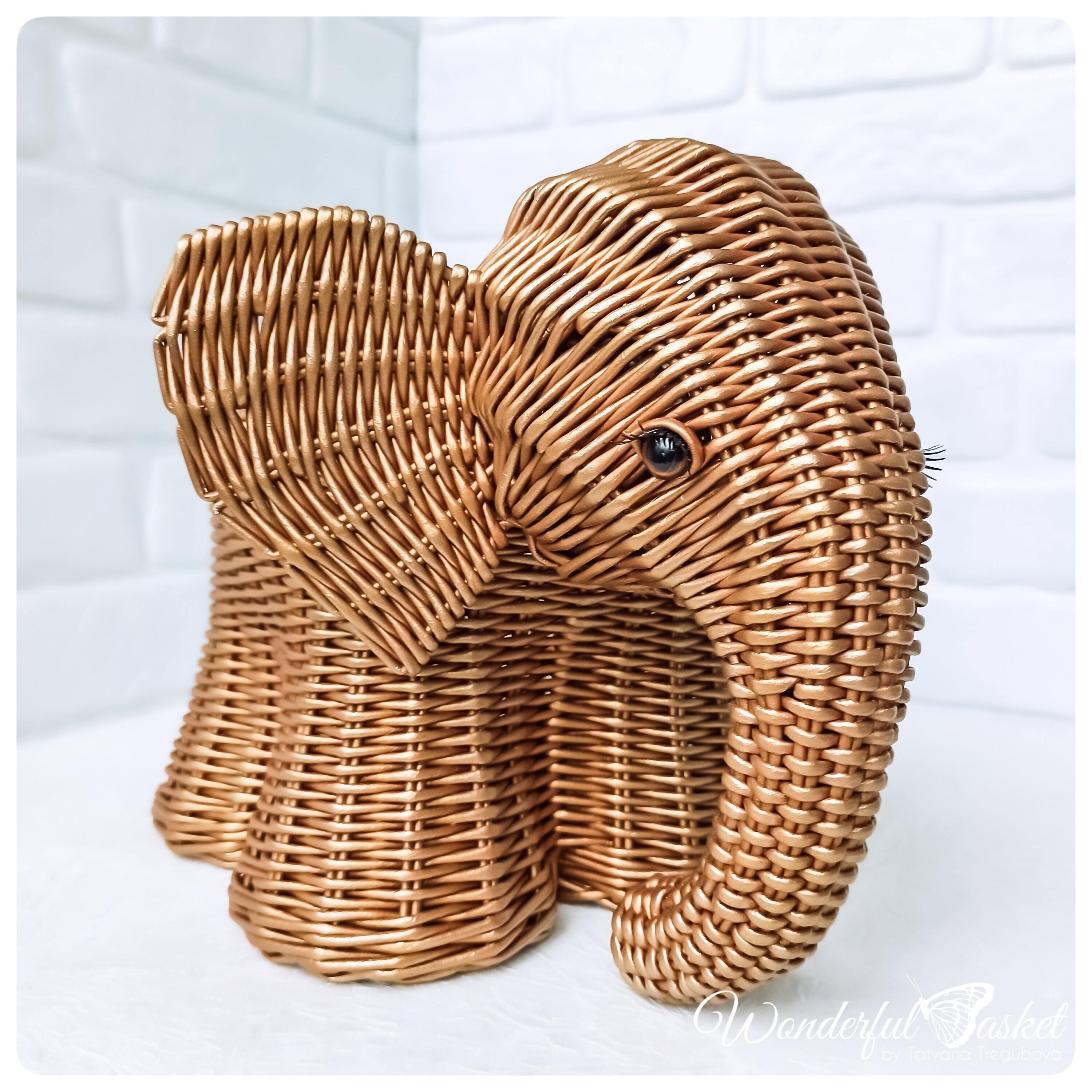 Wicker bronze elephant storage basket for sweets and fruits Etsy