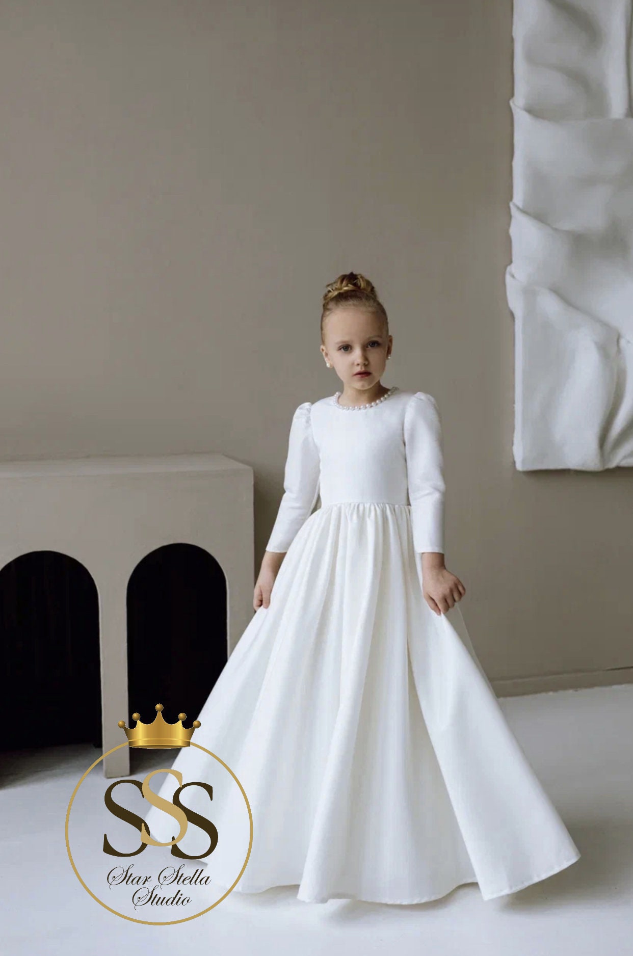 Long Sleeve Flower Girl Dress GACH191 main image 1