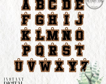 FULL ALPHABET keychain SVG, Letter keychain File, 26 Letter File, letter Keychain Svg, Keychain Laser File, Initial Keychain file, Cut Ready