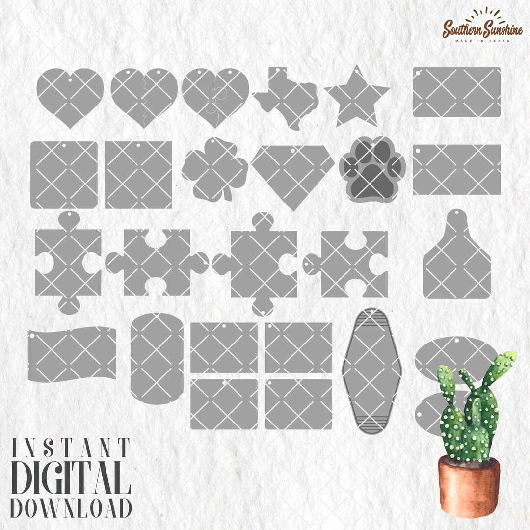 26 Keychain Blanks SVG Keychain Shapes SVG Digital Download Keychain