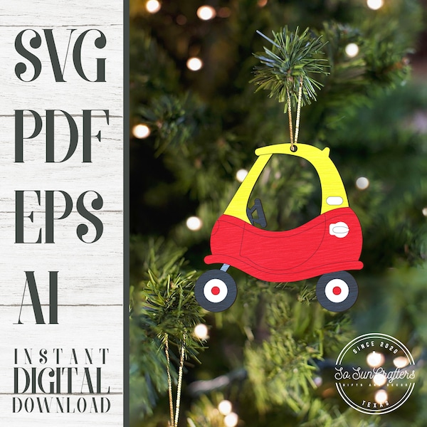 Christmas Ornament | Wood Ornament | Little Red Car | Cozy Coupe | Christmas SVG | Christmas Decor