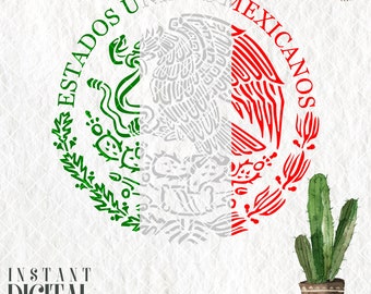 Fichier numérique SVG | | de dossier du sceau du Mexique Mexique Logo SVG | Emblème du Mexique SVG | Logo mexicain Svg | Couper le fichier prêt | Drapeau du Mexique Svg | Mexique