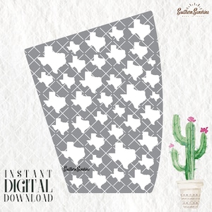 May include: A grey digital download file with a pattern of white outlines of the state of Texas. The text "INSTANT DIGITAL DOWNLOAD" is in the bottom left corner. The text "Southern Sunshine" is in the bottom right corner.