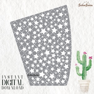 May include: A digital download of a gray background with a white star pattern. The pattern is in the shape of a cone. The text "Southern Sunshine" is in the lower left corner of the image.
