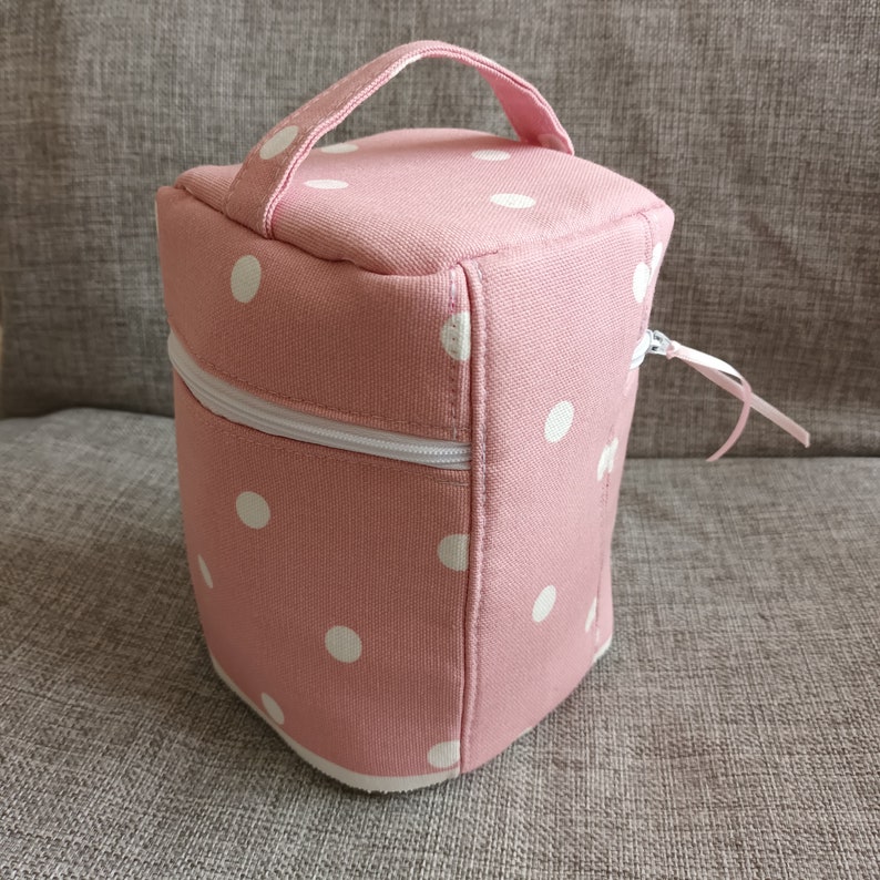 Handmade Pink Travel Bag With Polka Dots & Zip Small Makeup Etsy