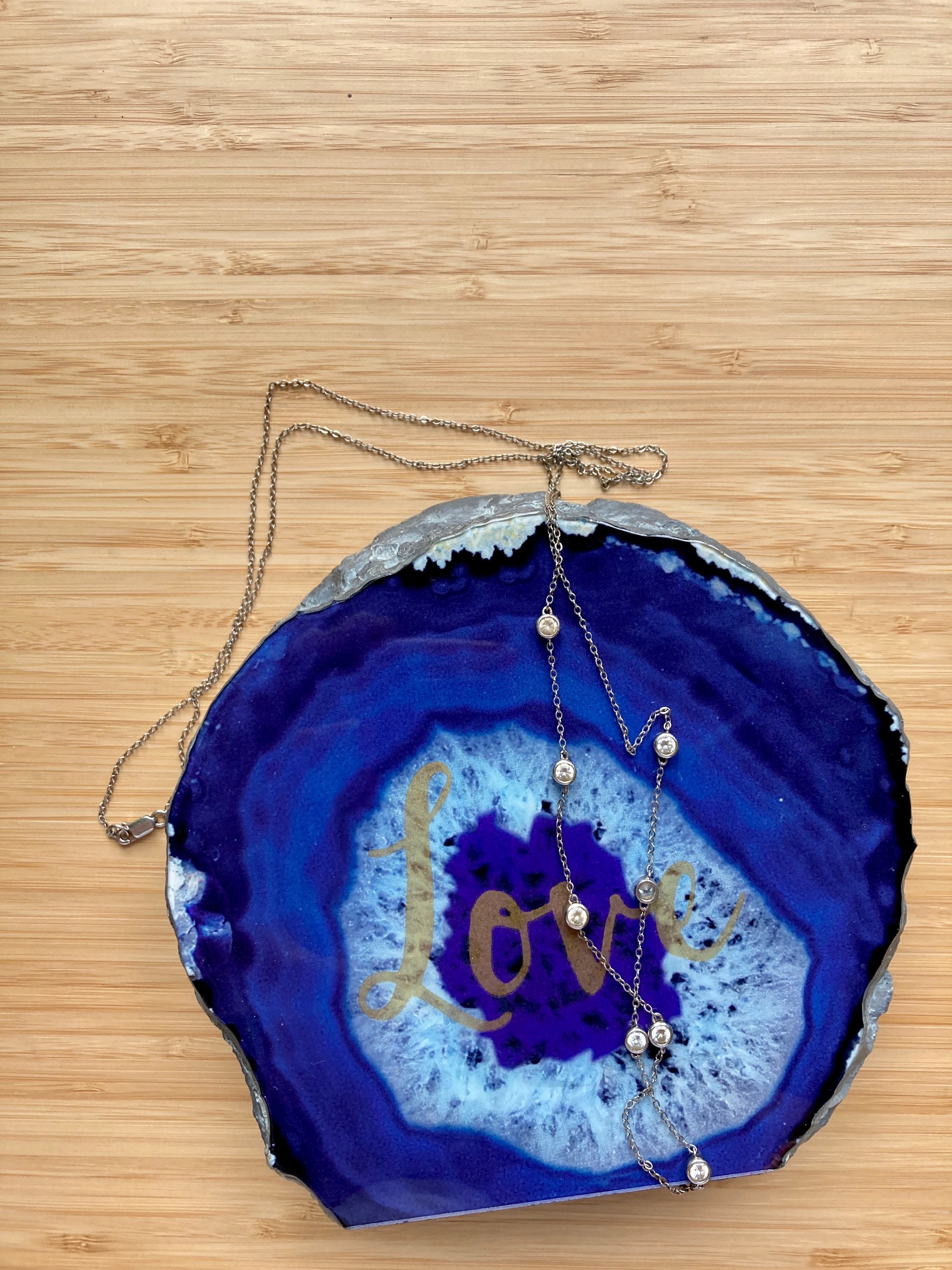 Vintage 925 Silver Long Chain Necklace With Clear Stones Etsy UK