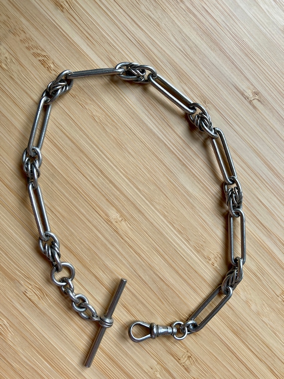 Antique Victorian White Metal Watch Chain