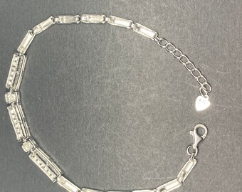 Silber Armband mit weißen Kubischen Zirkonium Pasten 18 cm Länge