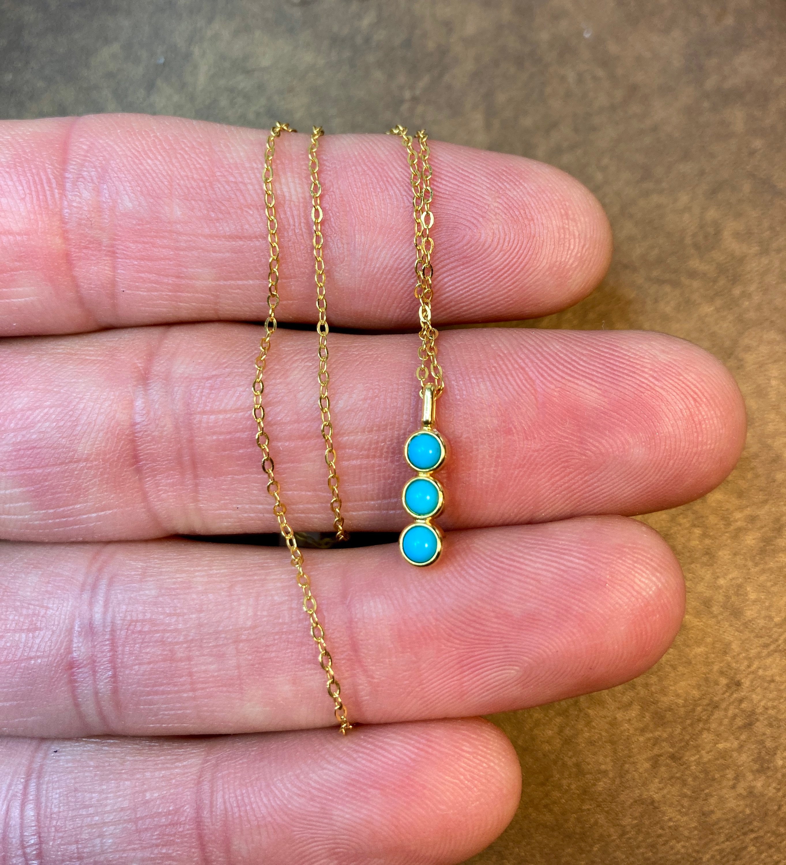 Vintage Rolled Gold Necklace Chain With Turquoise Etsy UK