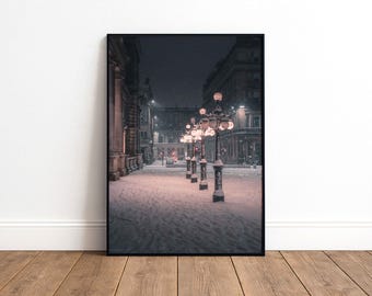 Glasgow City Chambers Winter Print | George Square Snow Photography | Glasgow Gift | Scottish Architecture Wall Art | Home Decor I A4 A3 A2