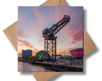 Finnieston Crane Sunset Card | Glasgow Photography Greeting Card | Scotland Gift Card | Glasgow Birthday Card | Blank Art Card