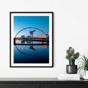 Serene view of Glasgow along river Clyde fine art photo print | Glasgow city print | Mounted Prints | Scotland Photography | Home decor