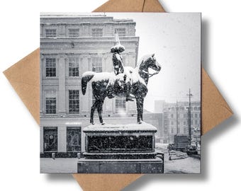 Duke of Wellington Snow Card | Funny Glasgow Greeting Card | Unique Scotland Gift Card | Glasgow Birthday Card | Blank Art Card