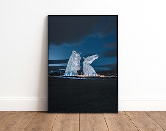 Kelpies Print | Falkirk Scotland Wall Art | Scottish Sculpture Photography Gift | Scotland Home Decor | Housewarming Gift I A5 A4 A3 A2