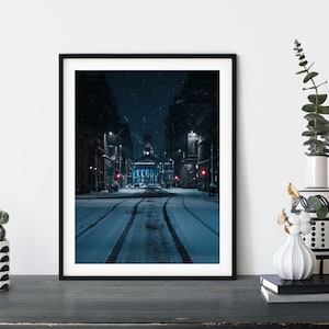 A cold night along Ingram street fine art print | Glasgow city print | Mounted Prints | Scotland Photography | Home decor