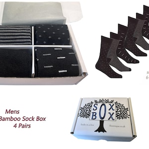 Mens Ideal Presents Bamboo Striped socks Gift Boxed Size 6-11 4 pairs