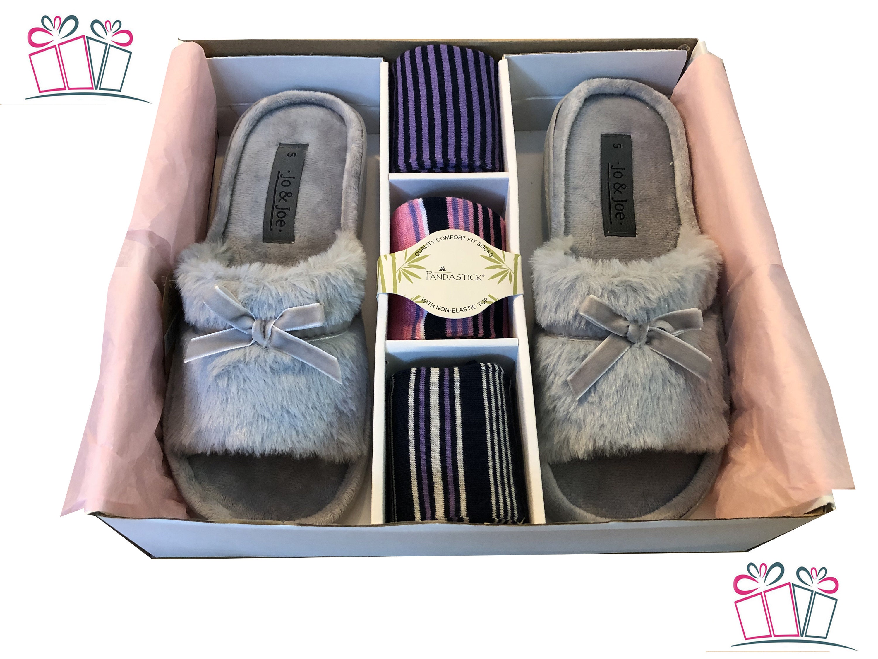 Slipper Boxed Gift Set Ladies Peep toe Fur Mule's 3 Etsy