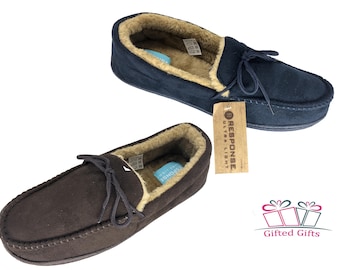 Mens moccasin faux fur bed comfort slippers soft slippers shoes