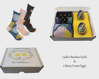 Ladies alternative Easter gift Cadbury Creme Egg & Bamboo Sock's