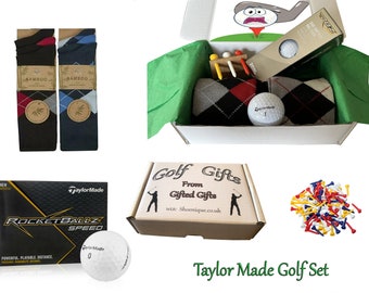 Golf Gift Sets for men Socks Balls Tee's Ideal Presents, Birthdays Fathers Day secret santa