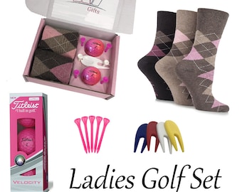 Ladies Golf Gift Sets Socks Balls Tee's Ideal Presents, Birthdays Society's secret santa