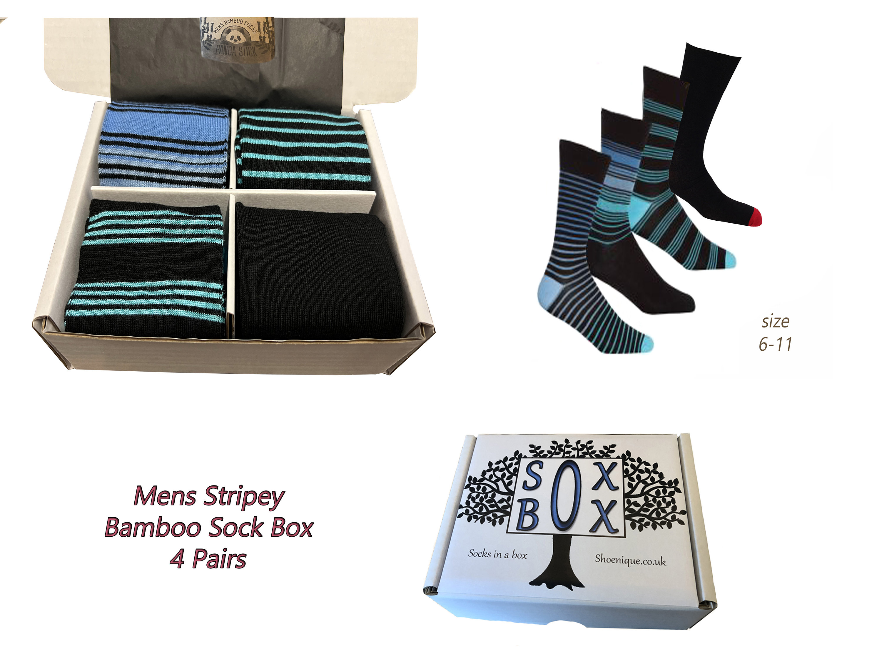 Mens Ideal Presents Bamboo Striped Socks Gift Boxed Size 611 Etsy UK