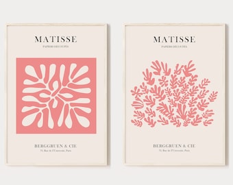 Henri Matisse, Set of Two Prints | Bundle, Boho Wall Decor, Apricot - Beige, Abstract Wall Art, Instant Digital Download