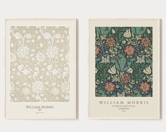 Impression William Morris | Lot de 2 affiches Art nouveau, oeuvre d'art murale imprimable