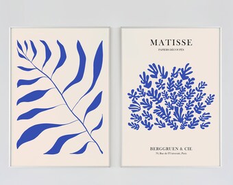 Zestaw grafik Matisse'a: Blue Botanical Gallery Wall Art (do pobrania w wersji cyfrowej)