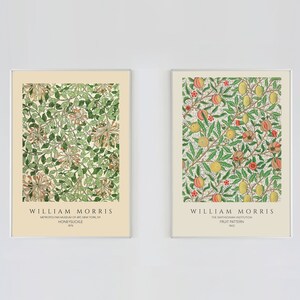 William Morris Prints, Set of 2 Prints  | Abstract Floral Painting, Art Nouveau, Wall Art, Instant Digital Download