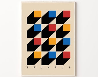 Bauhaus, Exhibition Art Poster | Abstract Home Decor, Bauhaus Exhibition Print, Digital Art Print, Wall Art, Printable