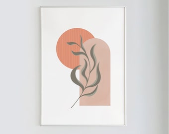 Harvesting Olive, Boho Botanical Art |  Minimalist Wall Art, Terracotta Print, Mid-Century, Instant Download