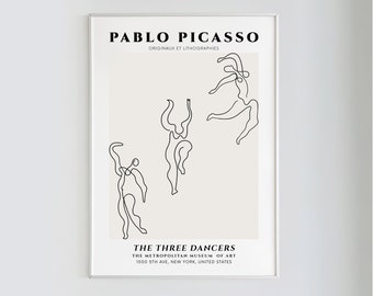 Pablo Picasso, "The Three Dancer" Poster |  Picasso Line Art, Printable Wall Art, Minimalist Poster, Scandi Print, Art Print, Various Sizes