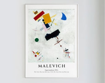 Malevich, Suprematism 1915 | Futurist, Minimalist Poster, Abstract Art Print, Exhibition Poster, Instant Download