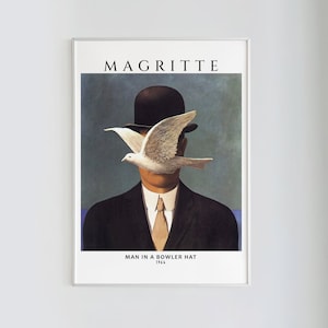 René Magritte, Man in a Bowler Hat, 1964 | Gallery Print, Surrealist Art, Exhibition Poster, Instant Download