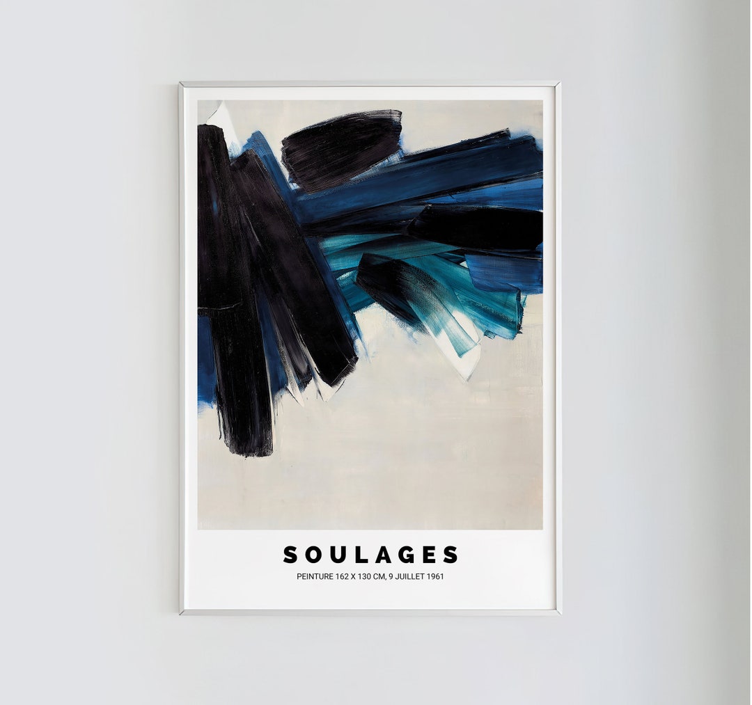 Poster Pierre Soulages HUIBEI - Toile Art Mural 40x60 Cm - Déco Moderne Pour Salon Ou Bureau