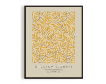 William Morris, Flowers Exhibition Poster | Vintage, Art Nouveau Style, Neutral Beige - Straw, Vintage Home Decor, Instant Digital Download