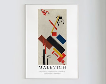 Malevich, Stroyuschiysyadom | Futurist, Minimalist Poster, Abstract Art, Wall Decor, Exhibition Poster, Instant Download