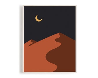 Abstract Desert Art | Boho Desert Print, Minimalist Night Poster, Printable Wallart