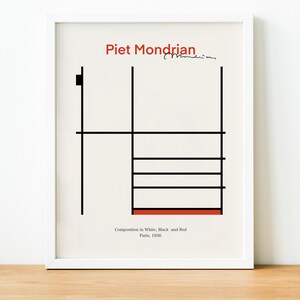 Piet Mondrian Art Poster | Composition in White, Black and Red. Bauhaus ...